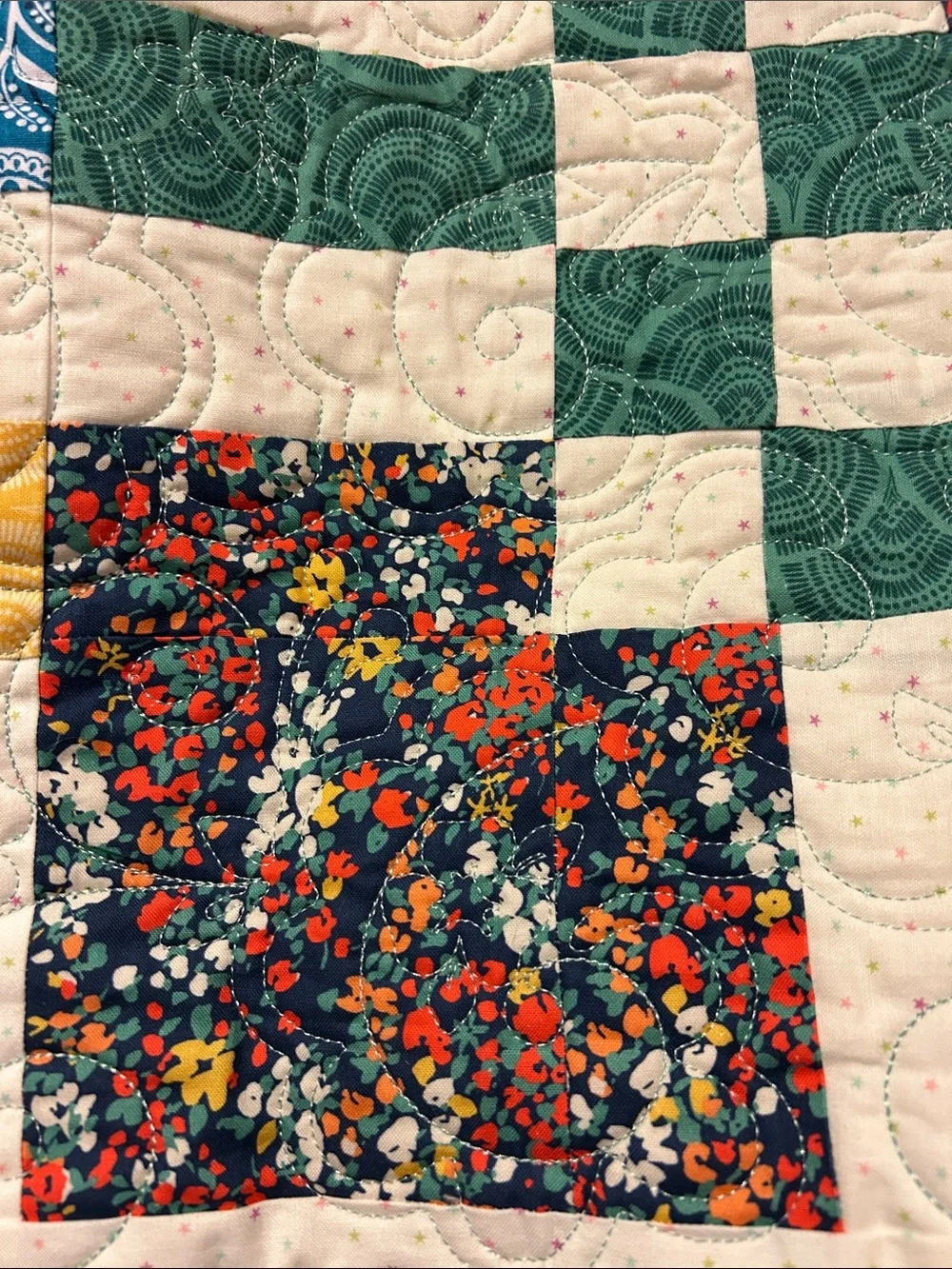 ONE OF A KIND - HANDCRAFTED  Multicolor w/braided borders